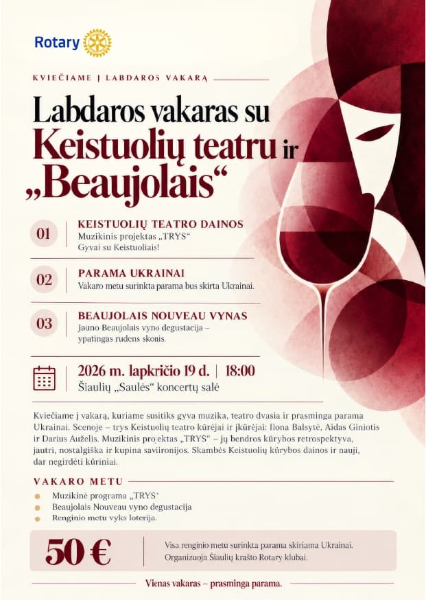 Labdaros vakaras su Keistuolių teatru ir Beaujolais